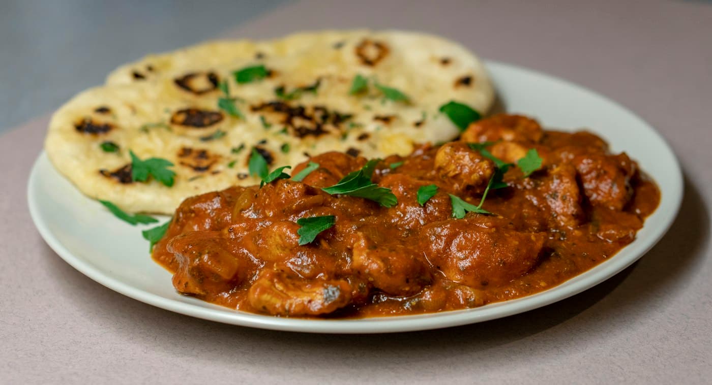 Curry served with naan