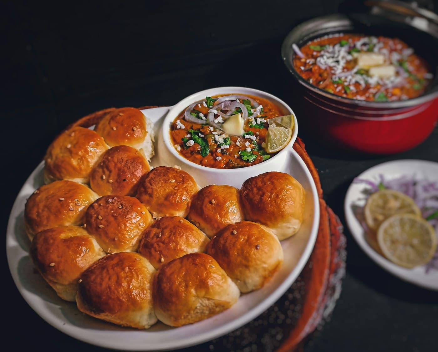 Pav bhaji with buttered buns